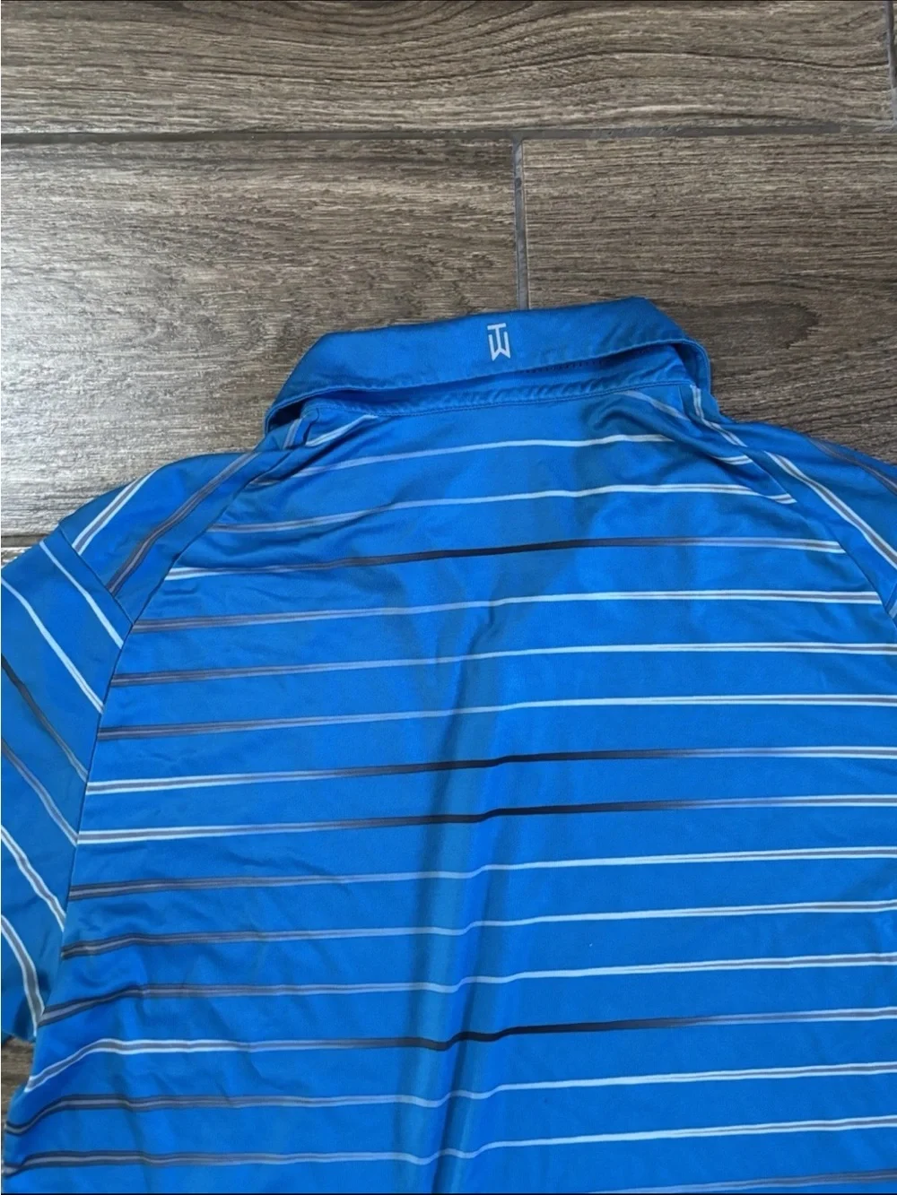 Nike Tiger Woods Dri-FIT Polo Small Blue Striped Pebble Beach Golf